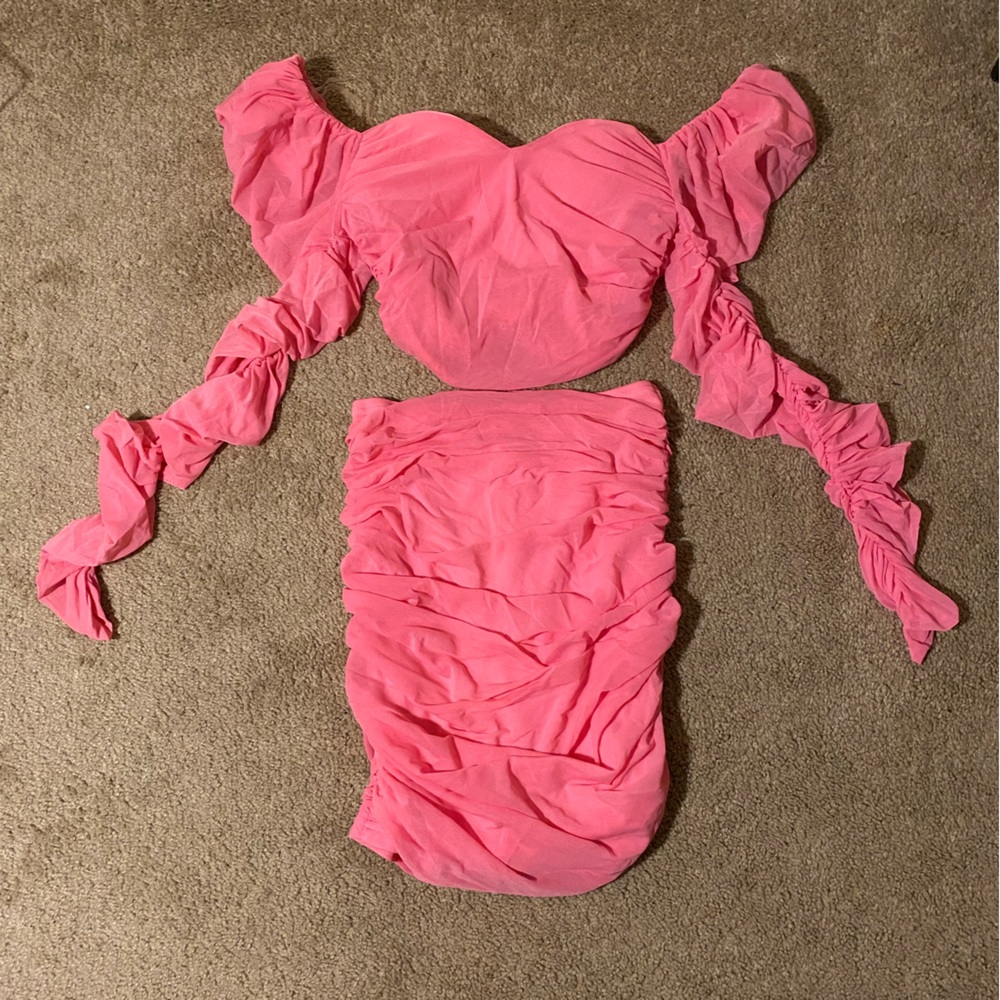 Pink Midi Skirt Set